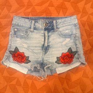 American eagle jean shorts with patches